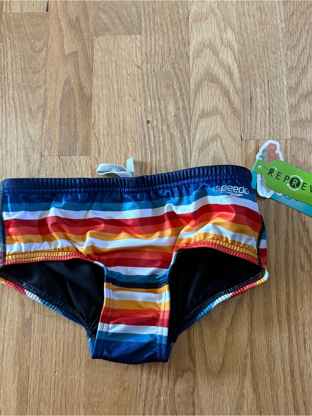Speedo Multicolor Stripe Swim Brief NEW Sz 26 Repreve Eco Endurance Blue Red